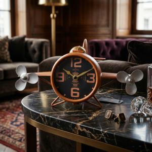 Aviator Twin-Propeller Desk Clock