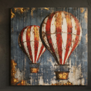 Celestial Journey Vintage Hot Air Balloon 3D Metal Wall Art