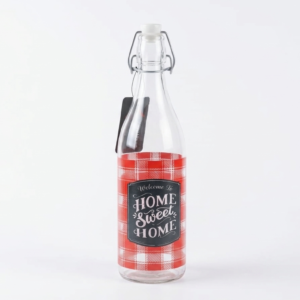 Rustic Gingham Swing-Top Glass Bottle