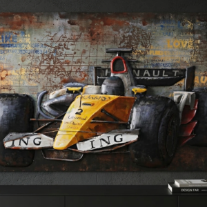 Grand Prix Formula Racing Car 3D Metal Wall Art