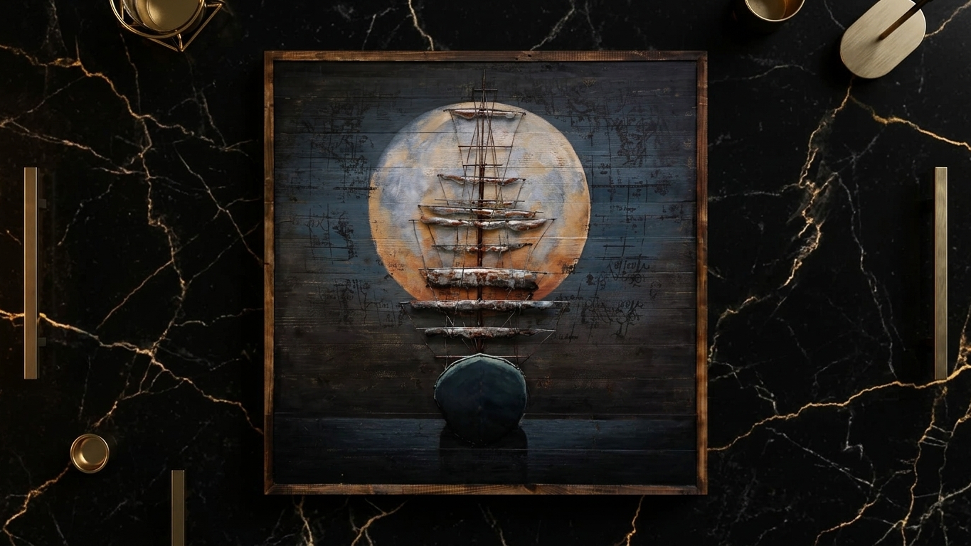 Full Moon Galleon Vintage 3D Metal Wall Art - Image 6
