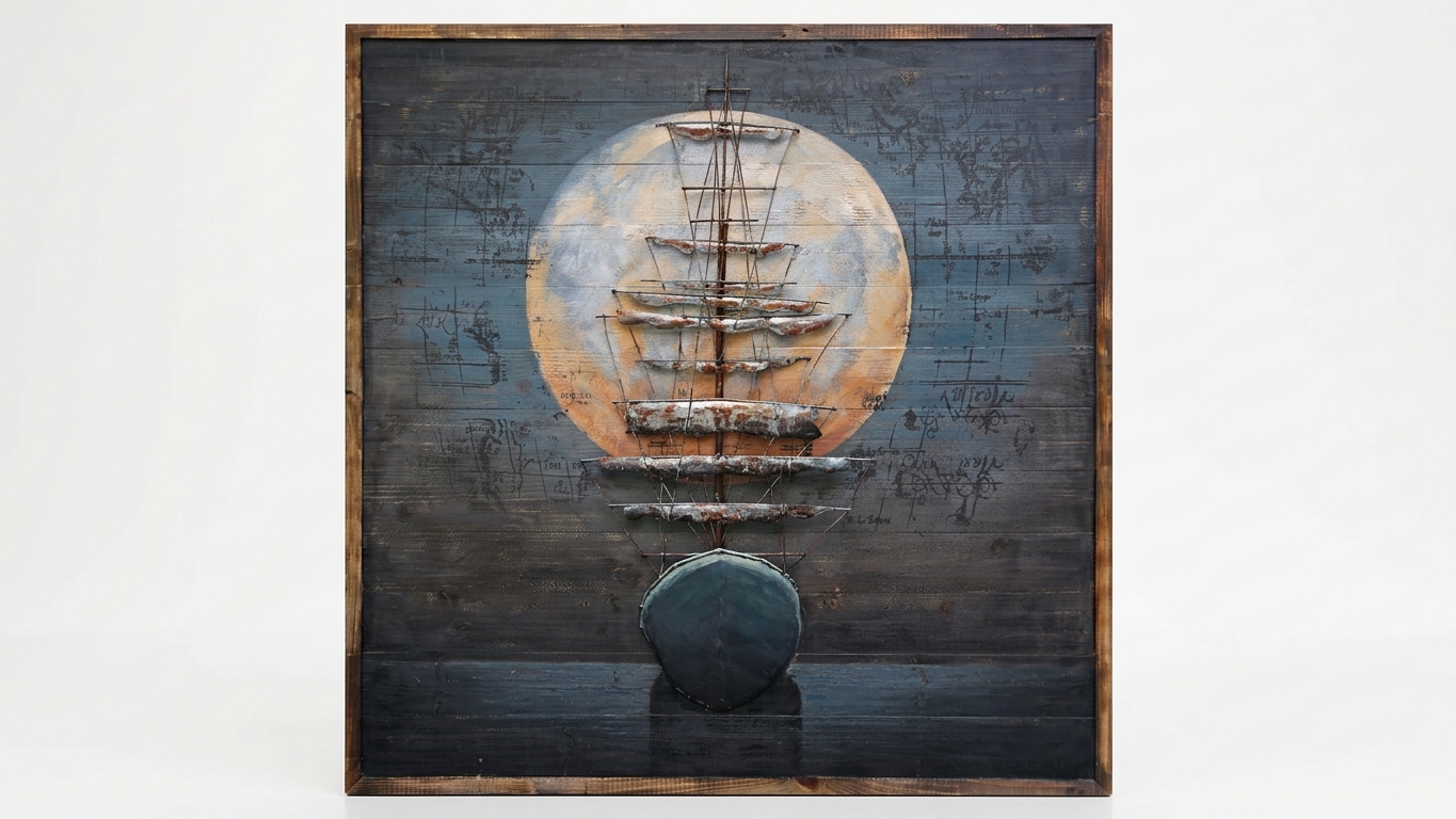 Full Moon Galleon Vintage 3D Metal Wall Art - Image 2