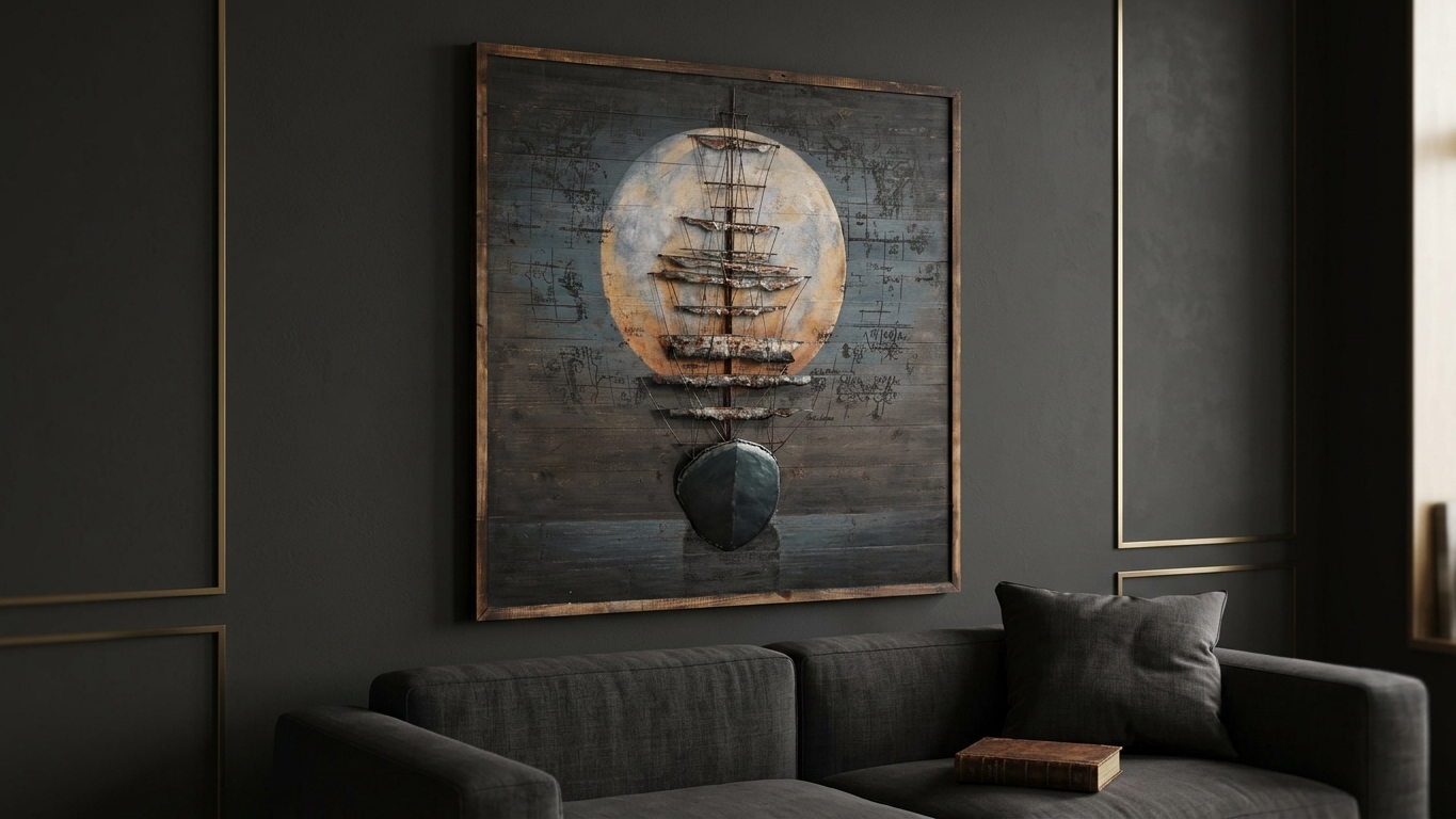 Full Moon Galleon Vintage 3D Metal Wall Art - Image 5