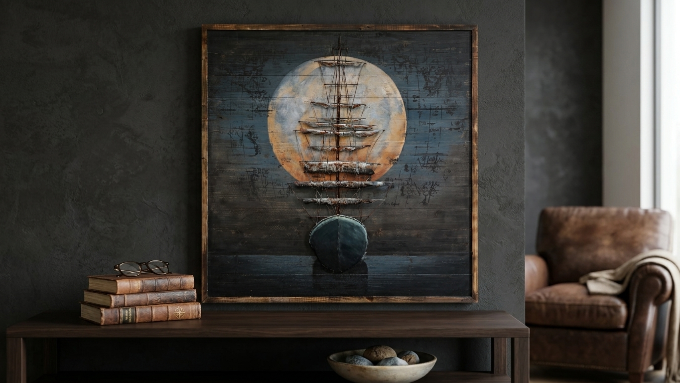 Full Moon Galleon Vintage 3D Metal Wall Art - Image 4