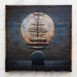 Full Moon Galleon Vintage 3D Metal Wall Art