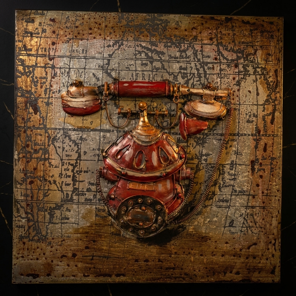 Crimson Vintage Telephone 3D Wall Hanging - Image 6