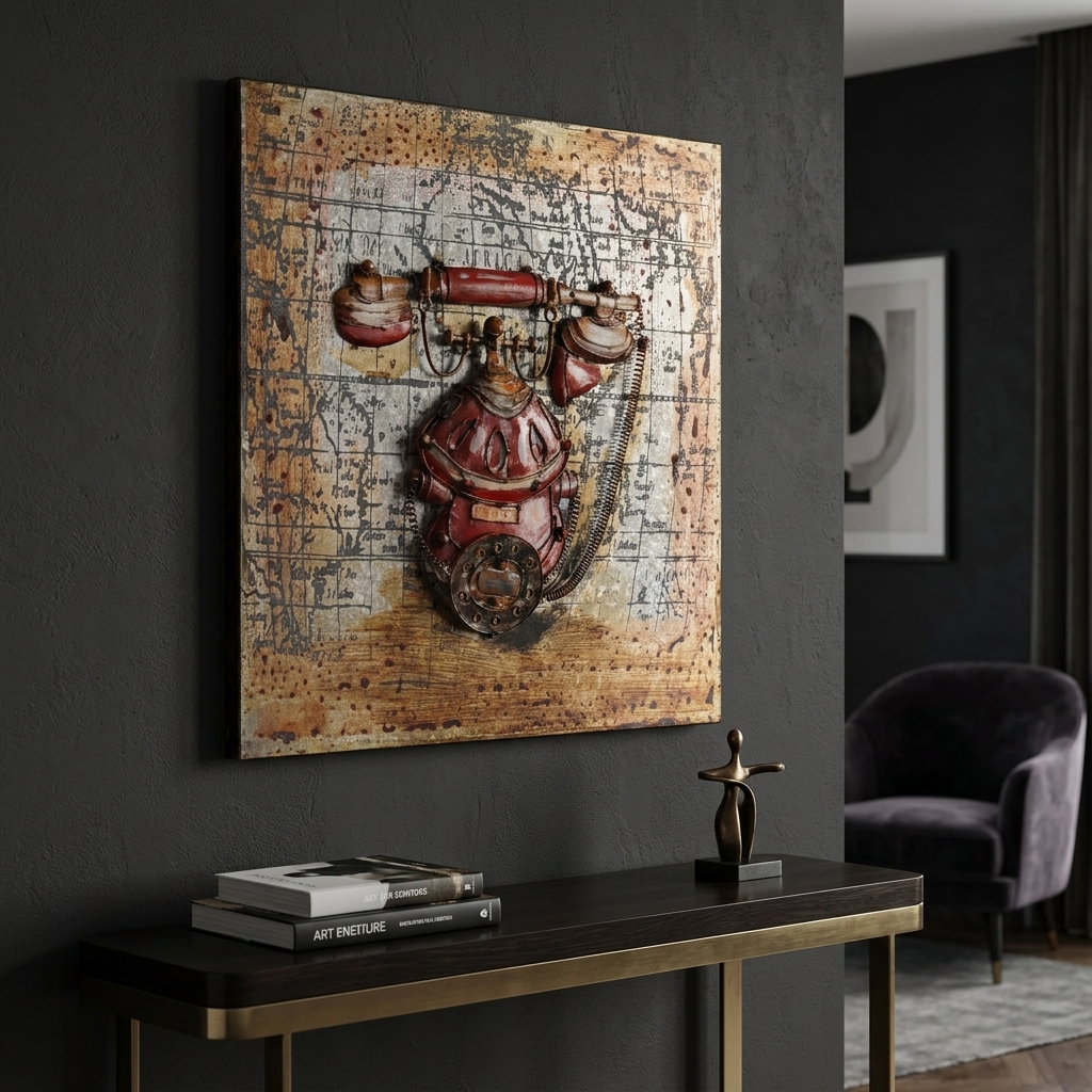 Crimson Vintage Telephone 3D Wall Hanging - Image 5