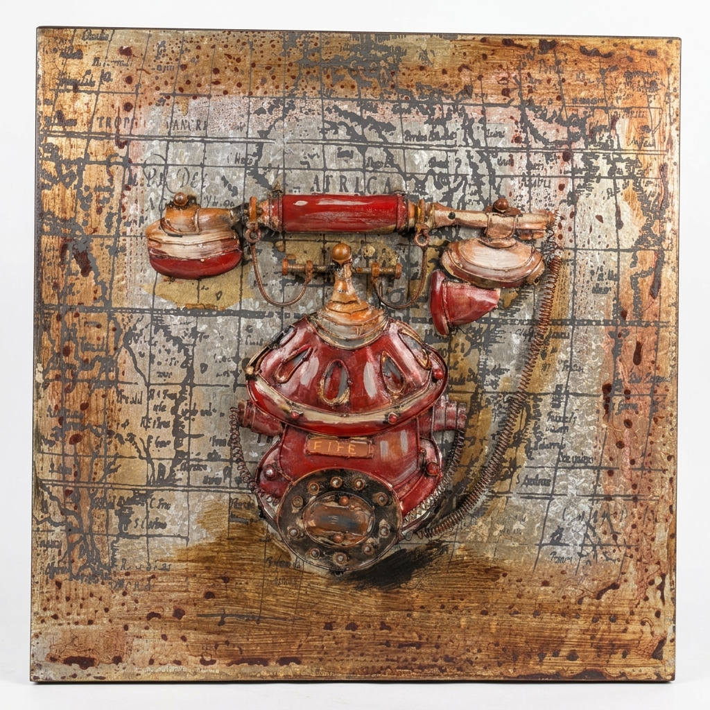 Crimson Vintage Telephone 3D Wall Hanging - Image 2