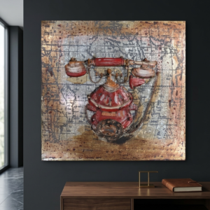 Crimson Vintage Telephone 3D Wall Hanging