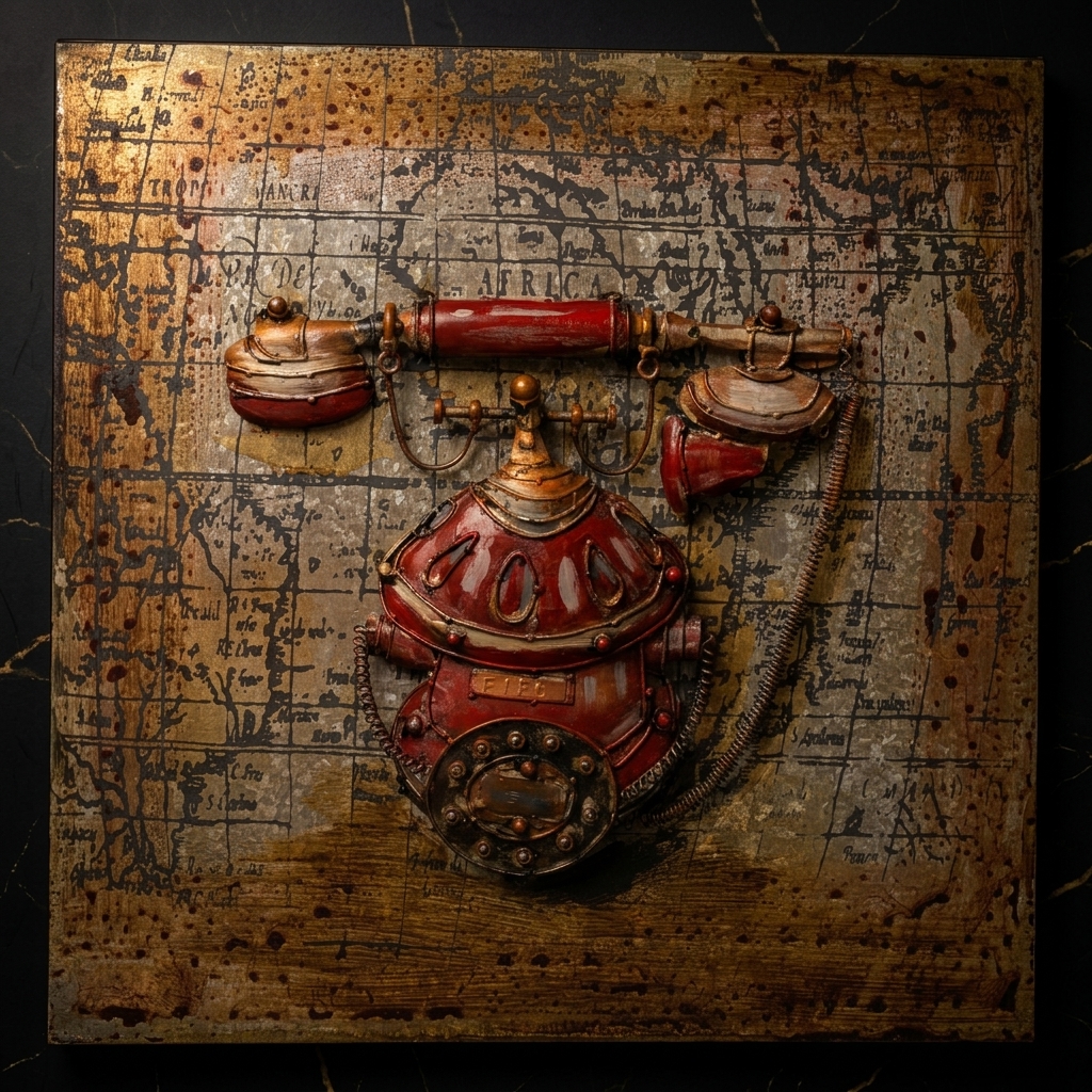 Crimson Vintage Telephone 3D Wall Hanging - Image 4