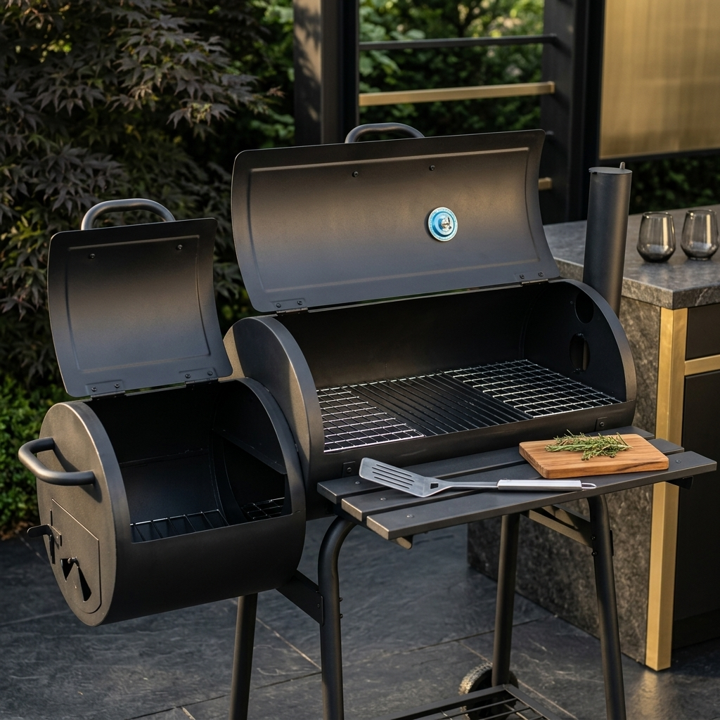 Premium BBQ Stand with offset smoker